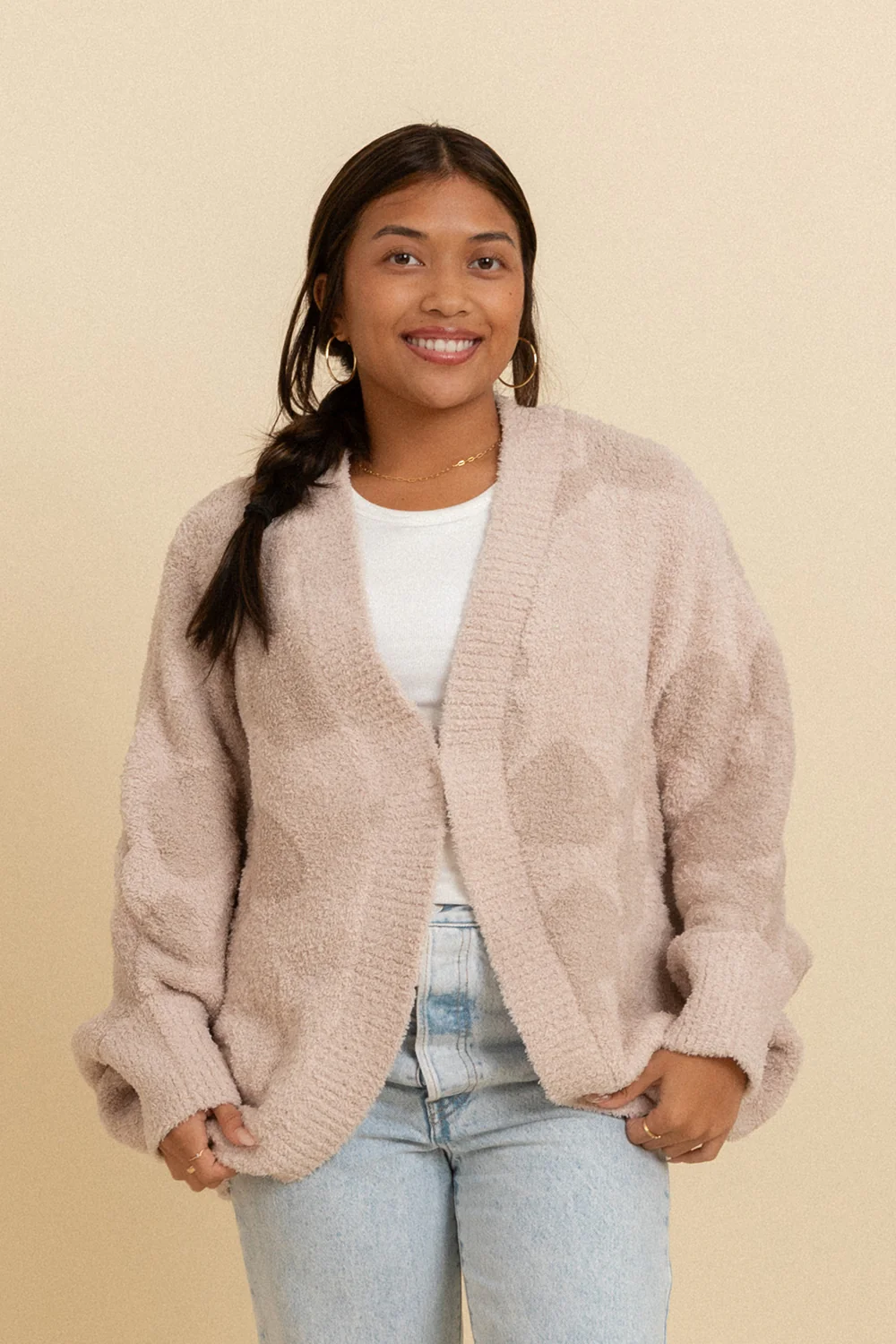 Angie Snug Cardigan - Oatmeal Zinnia