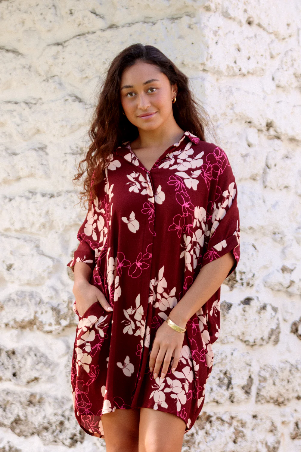 Dress Azur Short - Burgundy Butterfly Ginger
