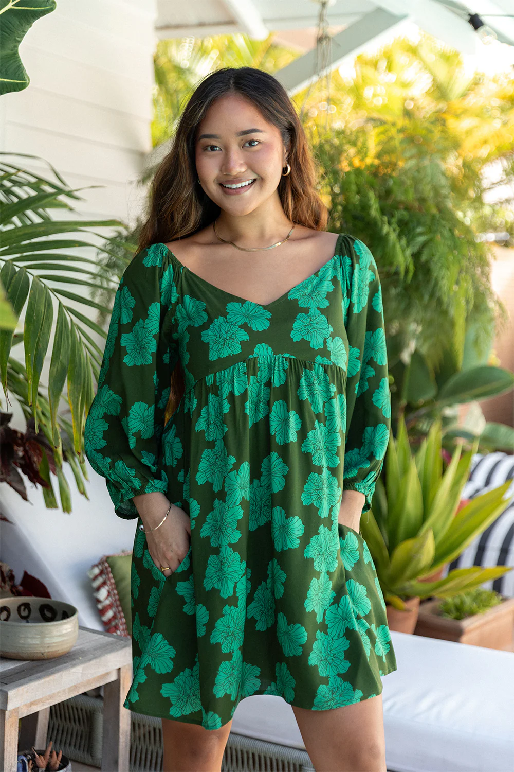Dress Emilia - Jade Summer Hibiscus