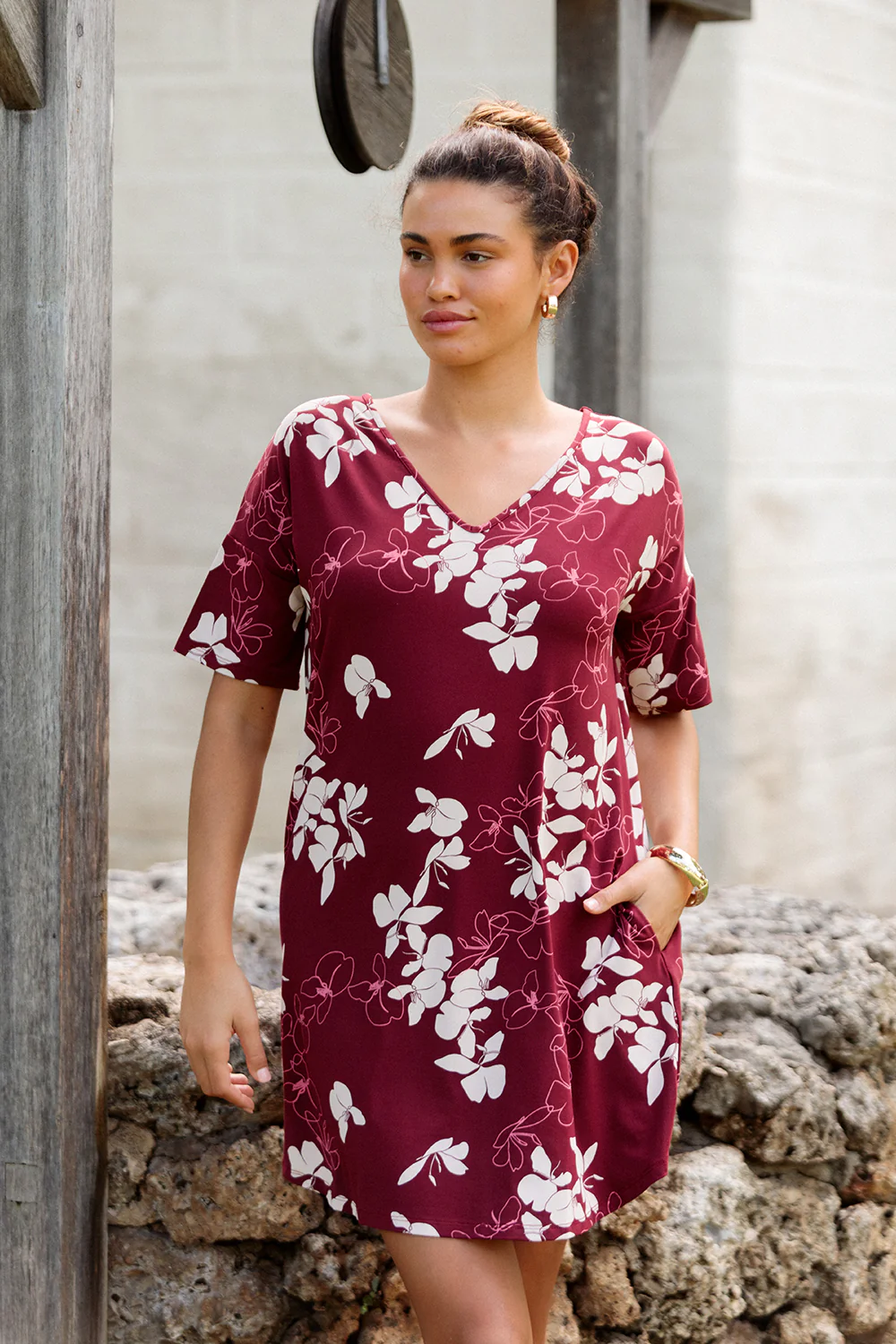 Dress Piko - Burgundy Butterfly Ginger