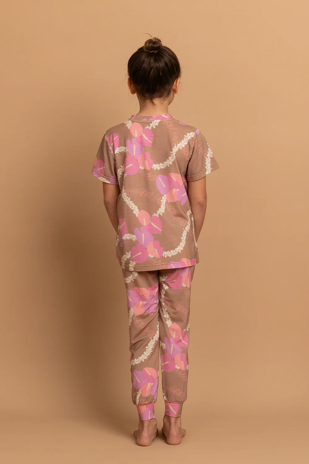 Girl's PJ Pant Set - Mocha Woven Lei - Image 3