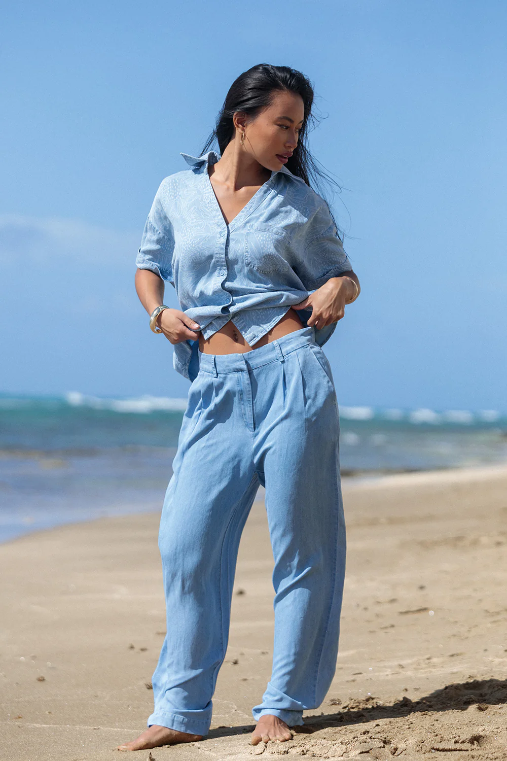 Pant Nola - Light Wash Chambray