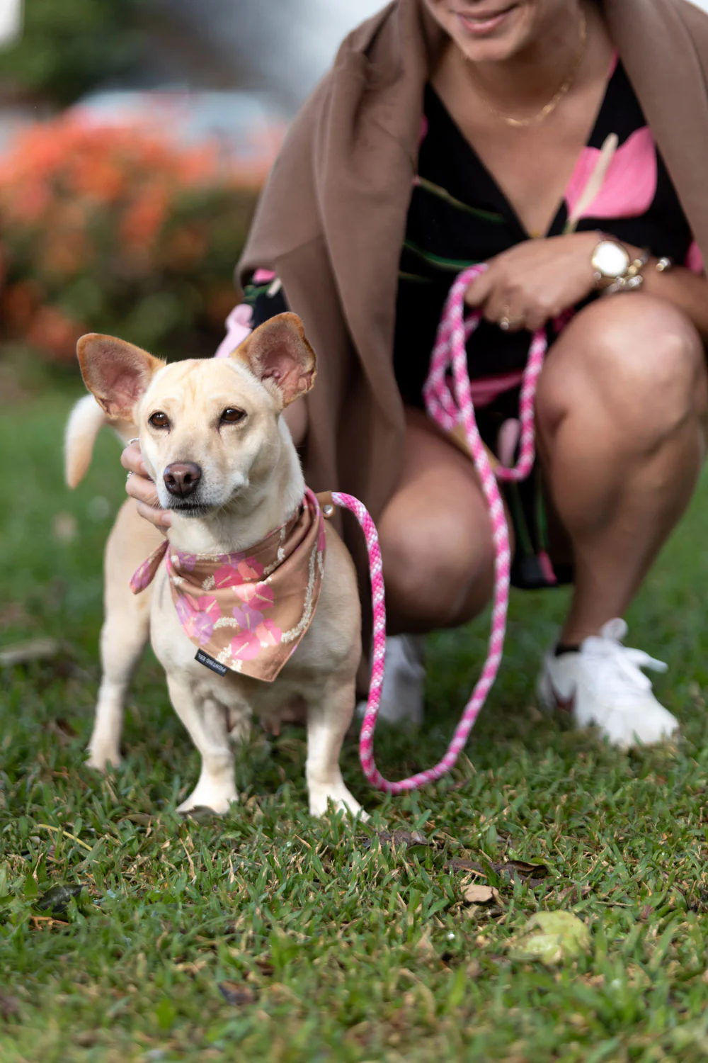 Pet Bandana - Mocha Woven Lei - Image 4