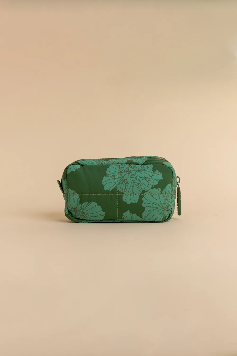 Quilted Makeup Pouch Small - Jade Summer Hibiscus