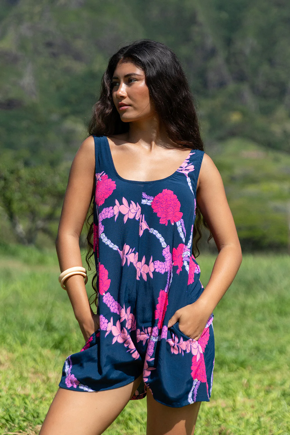 Romper Kenya - Navy Hapa Lei