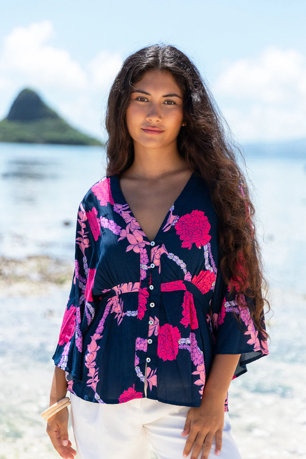 Top Freya - Navy Hapa Lei