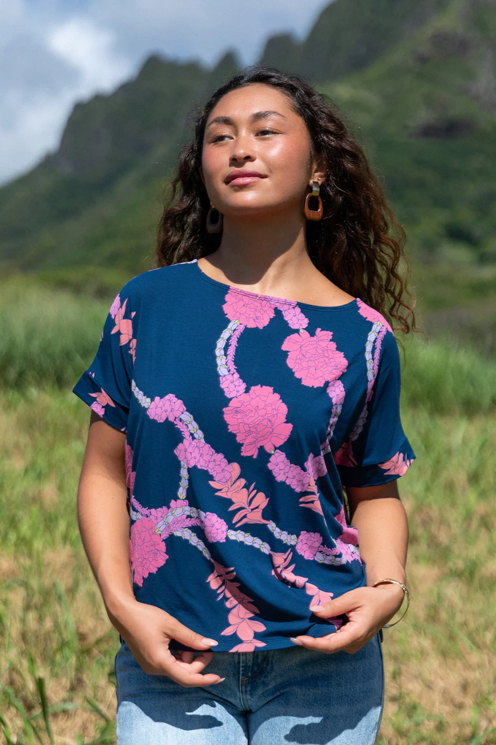 Top Momo - Navy Hapa Lei