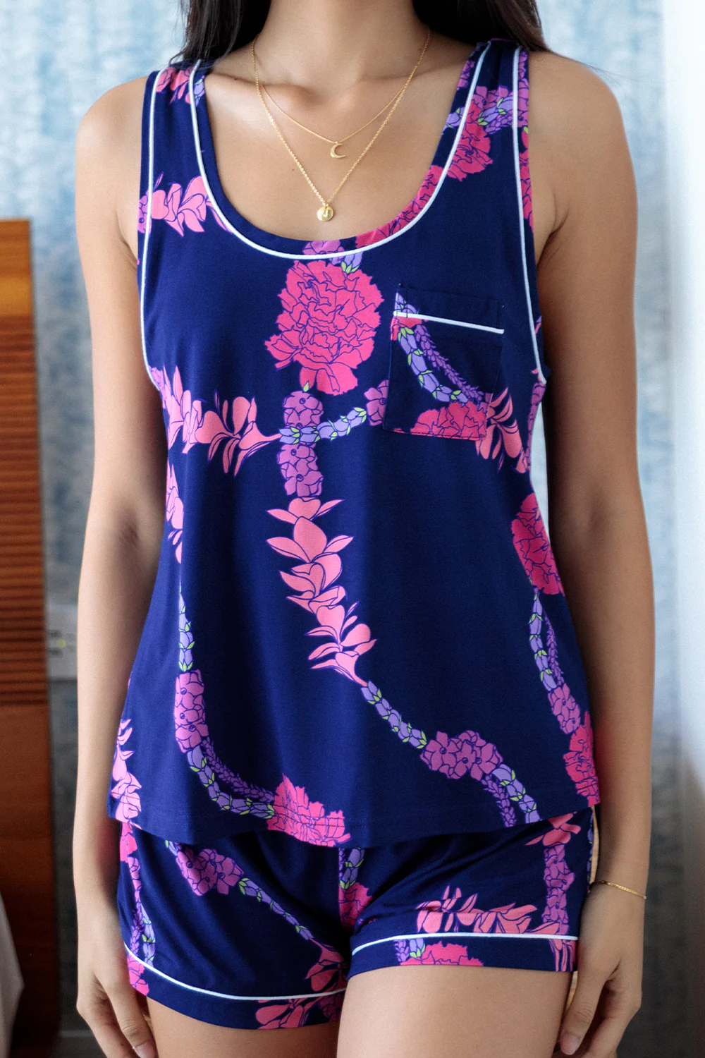 Women's PJ Tank Set - Ultramarine Hapa Lei - Image 2