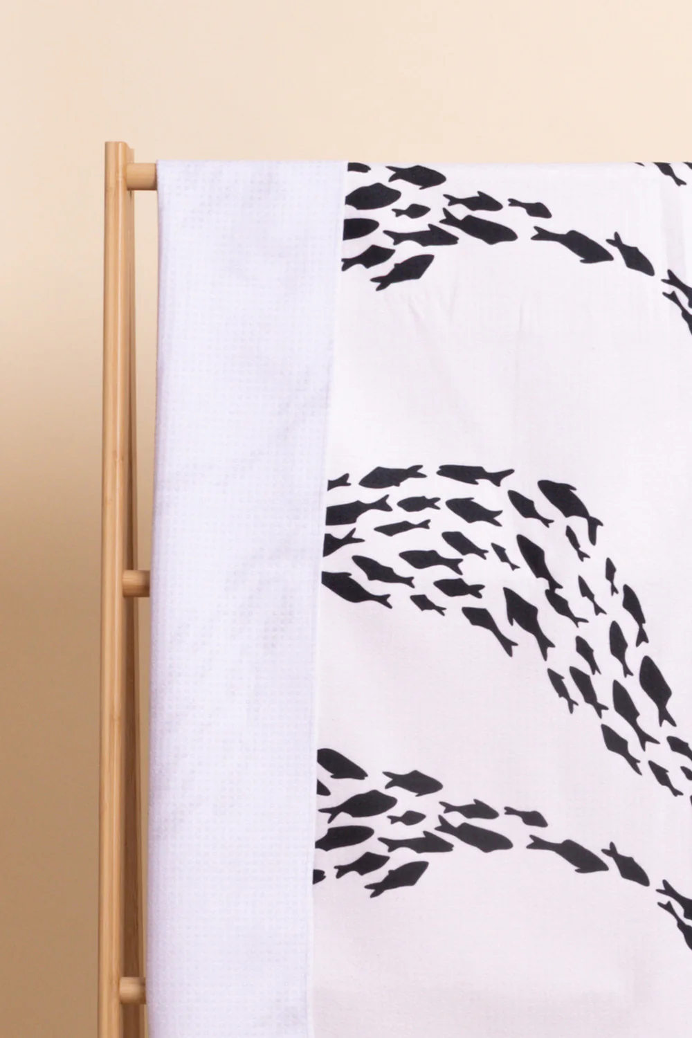 Yoga Towel - Ivory Fish Wave - Image 2